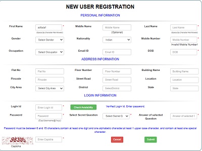 new user registration information for satbara
